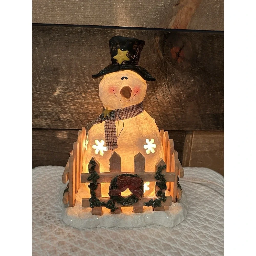 Crazy Mountain Snowman Night Light Vintage 1990‎ EUC Works